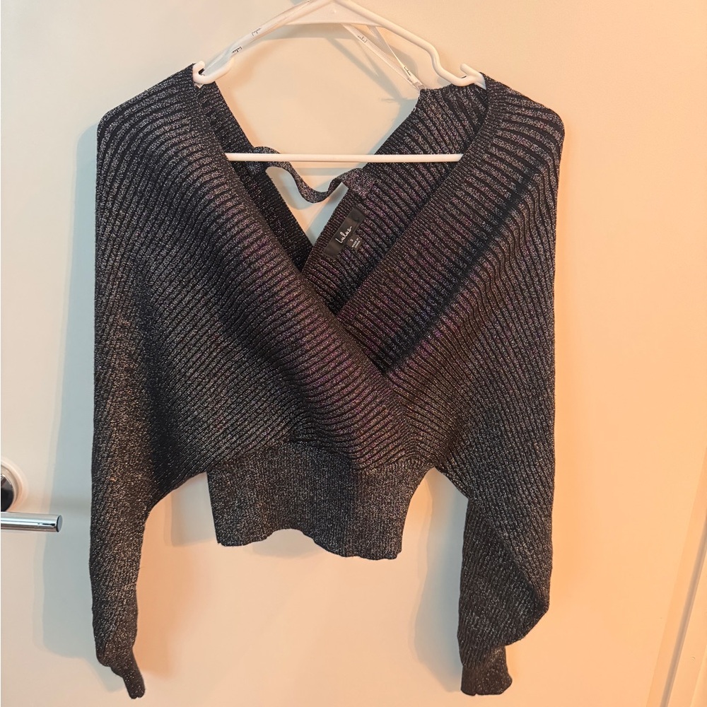 Lulu's Charcoal V-Neck Sweater